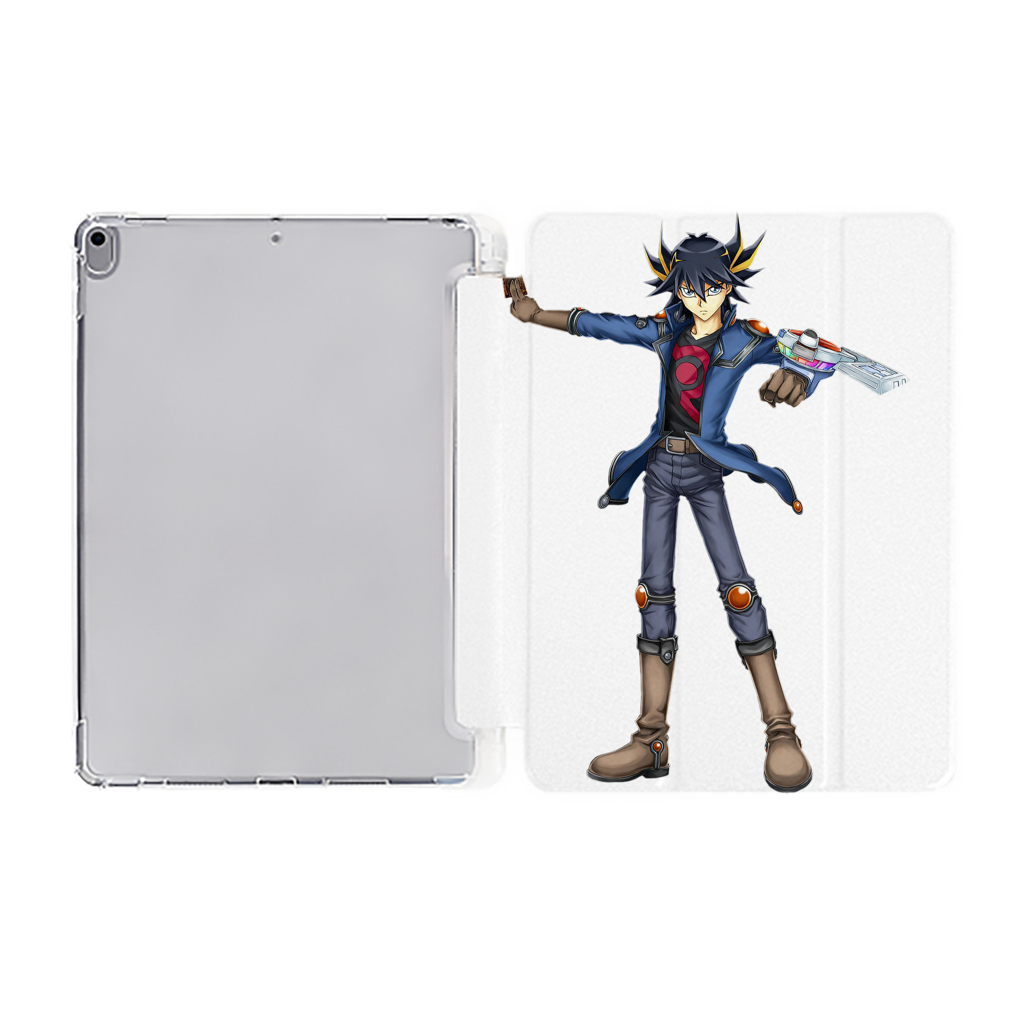 （画像用） 遊☆戯☆王 Yu-Gi-Oh! IPad ケース ペン収納付き 三つ折りスタンド PUレザー×シリコン 対応機種9.5/10.5/10.9インチ